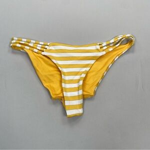 Agua bendita bikini bottom scrunched yellow white glitter striped swimwear